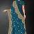 Teal blue sequin embroidered art silk saree with blouse piece