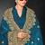 Teal blue sequin embroidered art silk saree with blouse piece