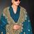 Teal blue sequin embroidered art silk saree with blouse piece