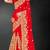 Red sequin embroidered art silk saree with blouse piece