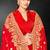 Red sequin embroidered art silk saree with blouse piece