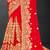 Red sequin embroidered art silk saree with blouse piece
