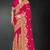Magenta sequin embroidered art silk saree with blouse piece