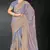 Grey sequin embroidered art silk saree with blouse piece