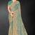 Sea green sequin embroidered art silk saree with blouse piece
