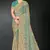 Sea green sequin embroidered art silk saree with blouse piece