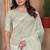 Cream sequin zari resham embroidered saree with matching blouse piece