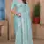 Sky blue sequin zari resham embroidered saree with matching blouse piece