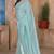 Sky blue sequin zari resham embroidered saree with matching blouse piece