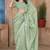 Green sequin zari resham embroidered saree with matching blouse piece