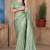 Green sequin zari resham embroidered saree with matching blouse piece