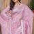 Pink sequin zari resham embroidered saree with matching blouse piece