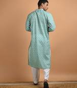 Blue floral printed cotton  kurta