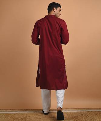 Maroon plain cotton  kurta 2