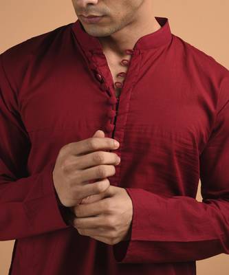 Maroon plain cotton  kurta 3