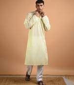 Yellow plain cotton  kurta