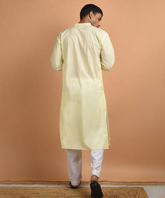 Yellow plain cotton  kurta 2