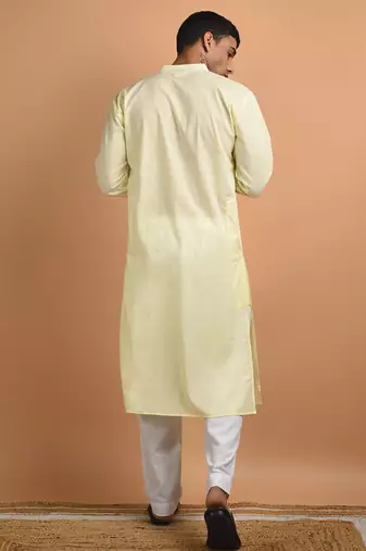 Yellow plain cotton  kurta