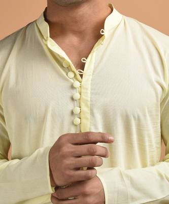 Yellow plain cotton  kurta 4