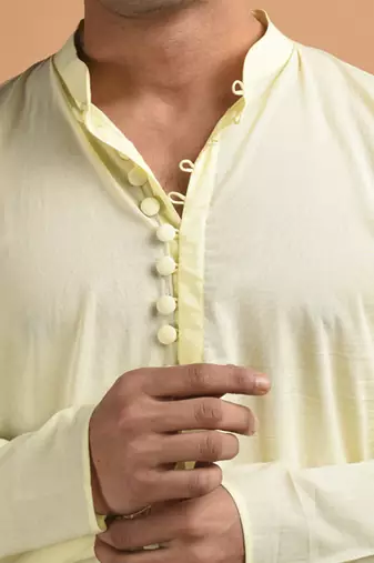 Yellow plain cotton  kurta