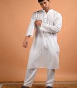 White plain cotton  kurta