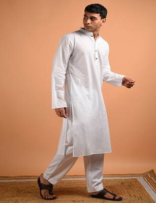 White plain cotton  kurta 2