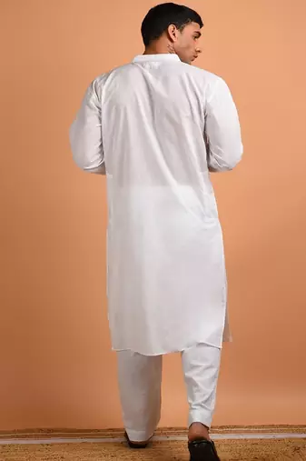 White plain cotton  kurta
