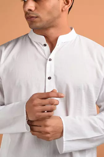 White plain cotton  kurta