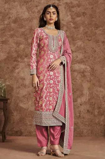 Dark green faux georgette embroidery with sequins work salwar kameez Full Stitched Free Size