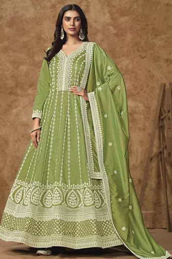 Pink dola silk embroidery with sequins work gown with dupatta Full Stitched Free Size