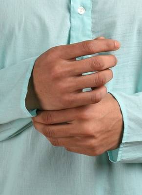 Blue plain cotton  kurta 3