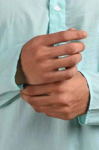 Blue plain cotton  kurta