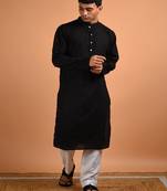 Black plain cotton  kurta