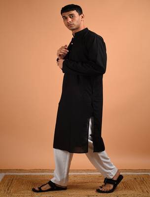 Black plain cotton  kurta 2