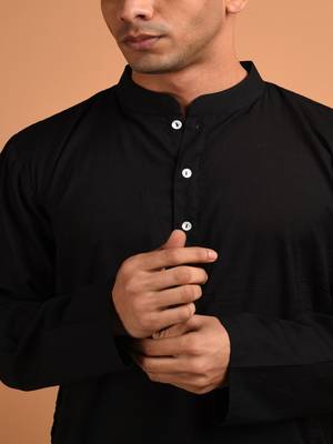 Black plain cotton  kurta 3