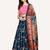 teal digital floral print satin silk lehenga choli with dupatta