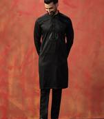 Black embroidered kurta pant set     formal indian outfit for weddings