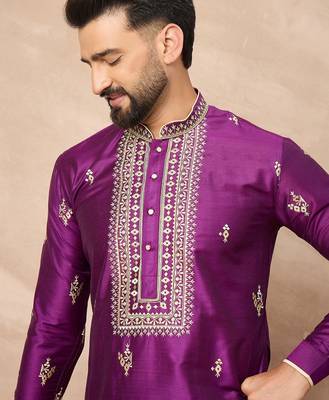 Purple embroidered kurta pant set     designer indian outfit for weddings 5