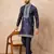 Navy blue embroidered kurta pant set     stylish indian wedding outfit for men