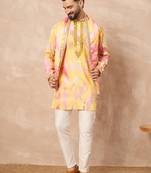 Yellow embroidered kurta pant set     bright indian traditional wear for festivals