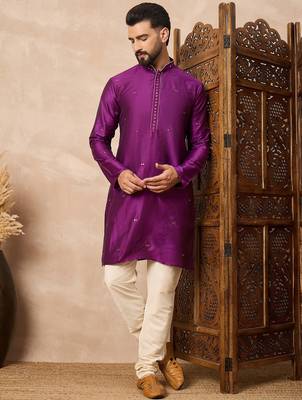 Purple embroidered kurta pant set     premium indian traditional outfit 1