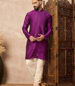 Purple embroidered kurta pant set     premium indian traditional outfit