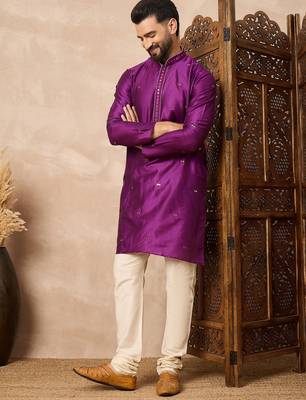 Purple embroidered kurta pant set     premium indian traditional outfit 2