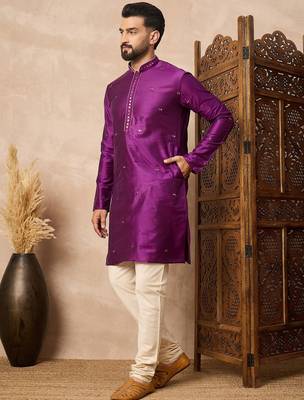 Purple embroidered kurta pant set     premium indian traditional outfit 3