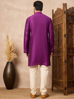 Purple embroidered kurta pant set     premium indian traditional outfit 4