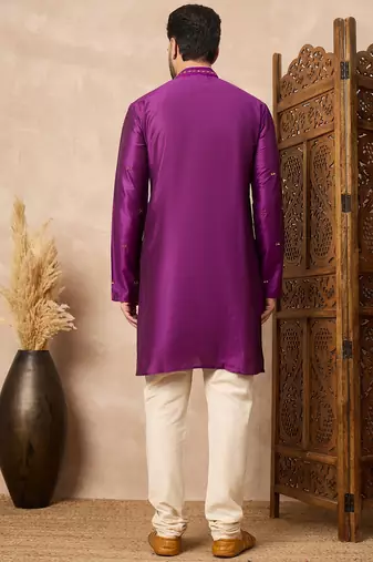 Purple embroidered kurta pant set     premium indian traditional outfit