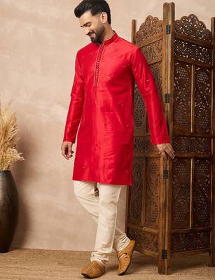 Red embroidered kurta pant set     festive indian attire for celebrations 2