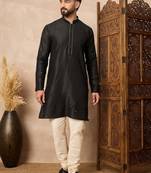 Black embroidered kurta pant set     classic indian wedding & festive wear