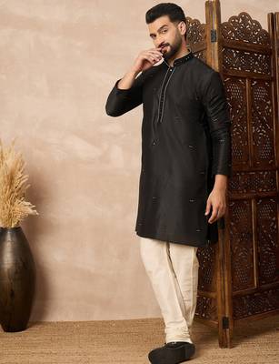 Black embroidered kurta pant set     classic indian wedding & festive wear 2