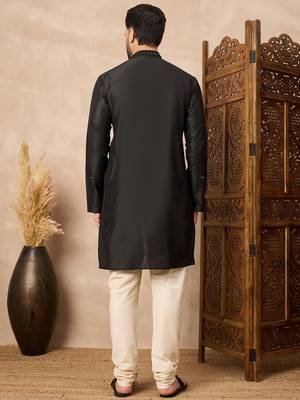 Black embroidered kurta pant set     classic indian wedding & festive wear 4